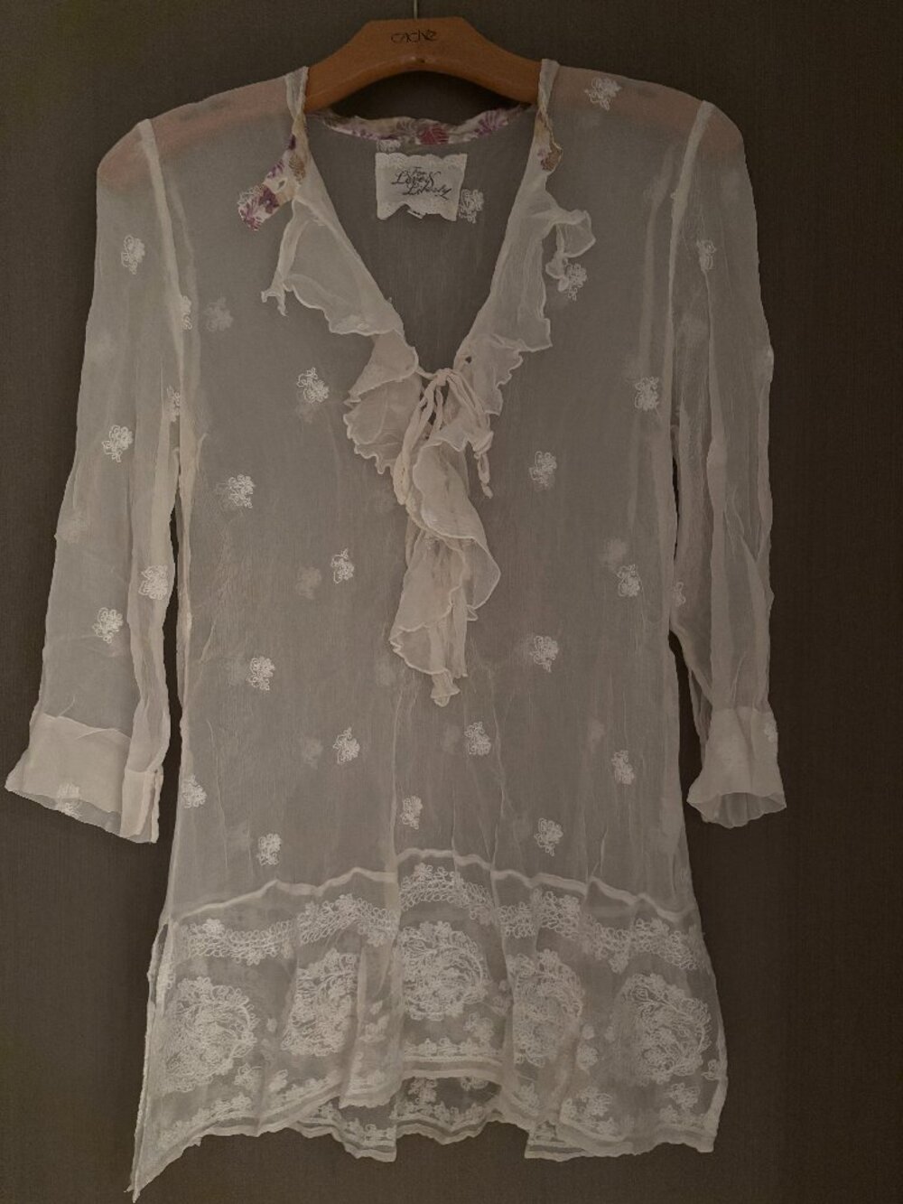 For Love & Liberty Sheer Lace Tunic Top